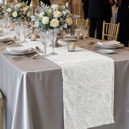 Elegant wit patroon medium tafelloper