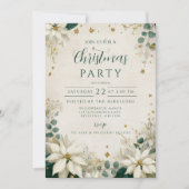 Elegant wit poinsettia kerstfeest kaart (Voorkant)