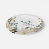 Elegant wit poinsettia kerstfeest papieren bordje (Gekanteld)