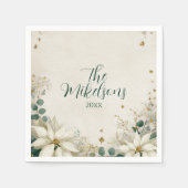 Elegant wit poinsettia kerstfeest servet (Voorkant)