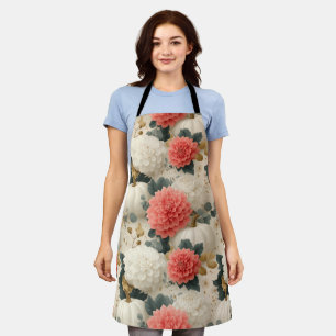Elegant wit pompoen en Dahlia Herfst ontwerp Schort