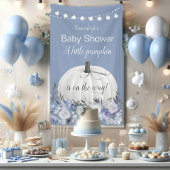 Elegant Wit Pompoen Stoffig Blauw Baby shower Spandoek