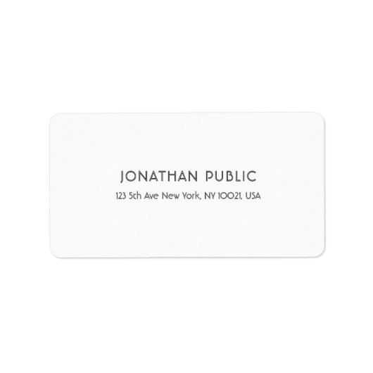 Elegant Wit Professioneel Gewoon Modern Eenvoudig Etiket (Voorkant)