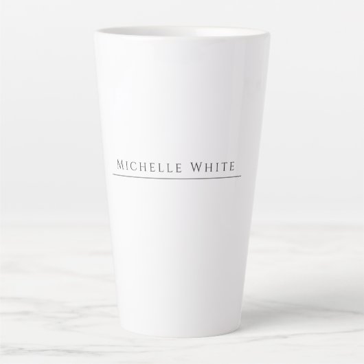Elegant Wit Professioneel Modern Eigen Naam Latte Mok (Voorkant)