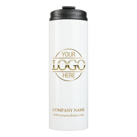 Elegant wit promotiebedrijf Business Logo Thermosbeker (Voorkant)