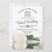 Elegant Wit Reflecterend Roos Virtual Wedding Kaart (Voorkant)