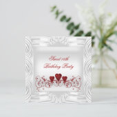 Elegant Wit Rood Hart Sweet 16 Kaart (Staand voorkant)