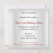 Elegant Wit Rood Hart Sweet 16 Kaart (Achterkant)