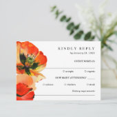 Elegant wit rood papaver vriendelijk antwoord kaart (Staand voorkant)