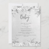 Elegant wit roos bloemig Baby shower Kaart (Voorkant)