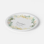 Elegant wit roos bloemig Baby shower Papieren Bordje (Gekanteld)