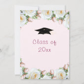 Elegant Wit Rose Afstuderen Invitation Kaart (Achterkant)