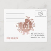 Elegant Wit Rose Goud Bloemen RSVP Briefkaarten (Achterkant)