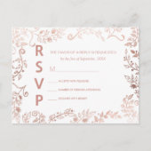 Elegant Wit Rose Goud Bloemen RSVP Briefkaarten (Voorkant)