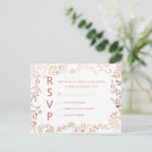 Elegant Wit Rose Goud Bloemen RSVP Briefkaarten (Staand voorkant)
