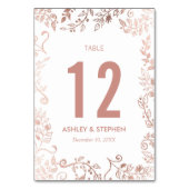 Elegant Wit Rose Goud Bloemen Tafelnummers (Voorkant)