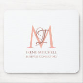 Elegant Wit Rose Goud Modern Monogram Naam Muismat (Voorkant)