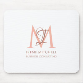 Elegant Wit Rose Goud Modern Monogram Naam Muismat