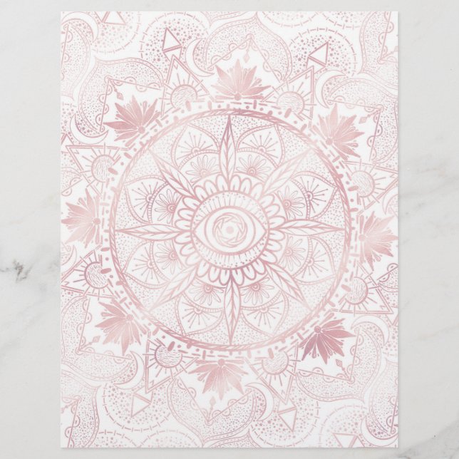 Elegant Wit Rose Goud Oog Zon Maan Mandala Briefhoofd (Voorkant)