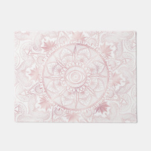Elegant Wit Rose Goud Oog Zon Maan Mandala Deurmat