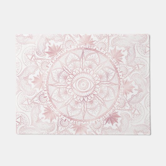 Elegant Wit Rose Goud Oog Zon Maan Mandala Deurmat (Voorkant)
