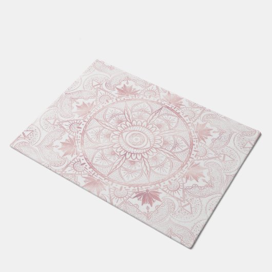 Elegant Wit Rose Goud Oog Zon Maan Mandala Deurmat (Schuin)
