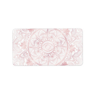 Elegant Wit Rose Goud Oog Zon Maan Mandala Etiket