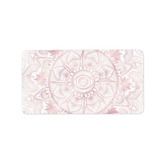 Elegant Wit Rose Goud Oog Zon Maan Mandala Etiket (Voorkant)