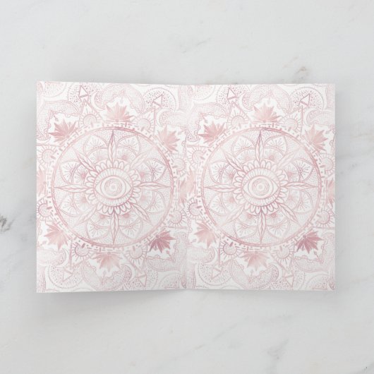 Elegant Wit Rose Goud Oog Zon Maan Mandala Feestdagen Kaart (Binnen)