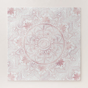 Elegant Wit Rose Goud Oog Zon Maan Mandala Legpuzzel