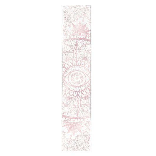Elegant Wit Rose Goud Oog Zon Maan Mandala Medium Tafelloper (Voorkant)