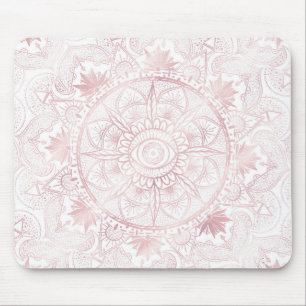 Elegant Wit Rose Goud Oog Zon Maan Mandala Muismat