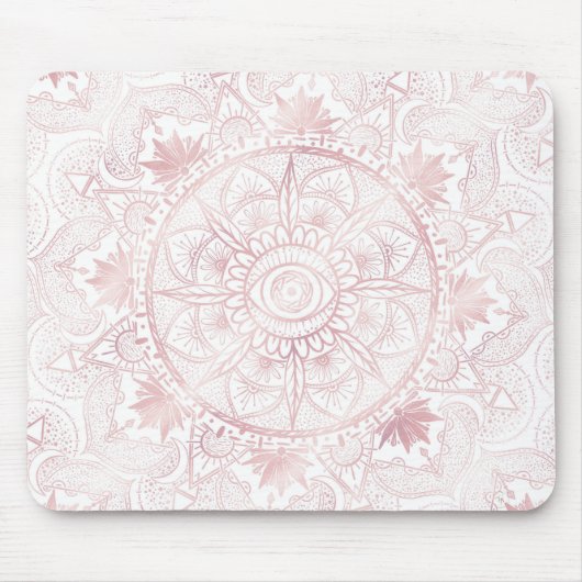 Elegant Wit Rose Goud Oog Zon Maan Mandala Muismat (Voorkant)
