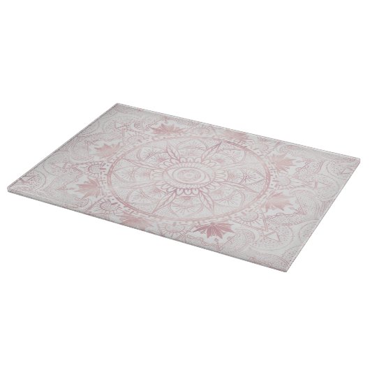 Elegant Wit Rose Goud Oog Zon Maan Mandala Snijplank (Hoek)