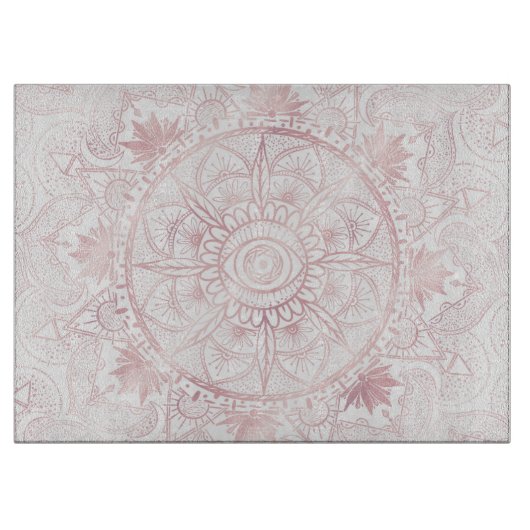 Elegant Wit Rose Goud Oog Zon Maan Mandala Snijplank (Voorkant)