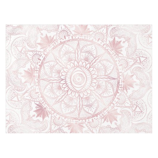 Elegant Wit Rose Goud Oog Zon Maan Mandala Tafelkleed (Voorkant (Horizontaal))