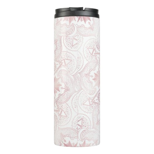 Elegant Wit Rose Goud Oog Zon Maan Mandala Thermosbeker (Achterkant)