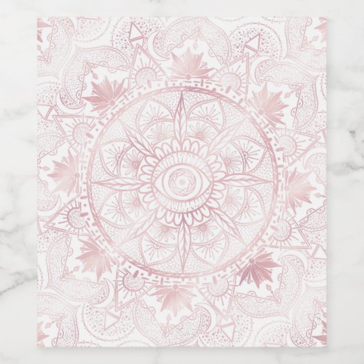 Elegant Wit Rose Goud Oog Zon Maan Mandala Wijn Etiket (Enkel label)