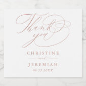 Elegant Wit Rose Goud Script Bruiloft Sparkling W Sparkling Wijnetiket (Enkel label)