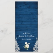 Elegant Wit Rose Kant Rustiek Bruiloft Diner Menu (Achterkant)