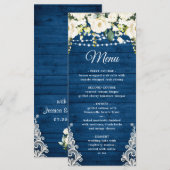 Elegant Wit Rose Kant Rustiek Bruiloft Diner Menu (Voorkant / Achterkant)