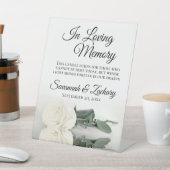 Elegant wit Rose Loving Memory Huwelijksmonument Reclamebord Met Voetstuk (Insitu)