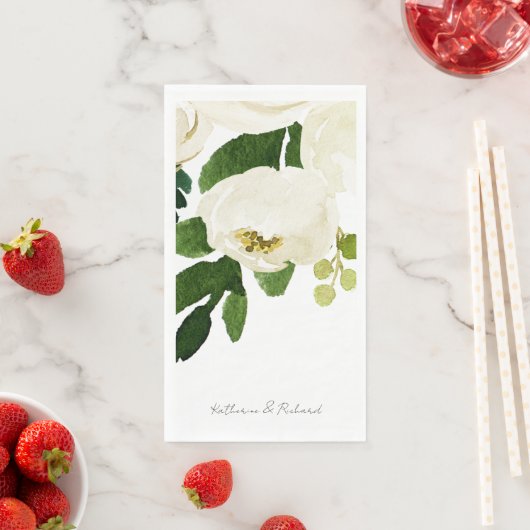 Elegant wit rose script gepersonaliseerd servet (Insitu)