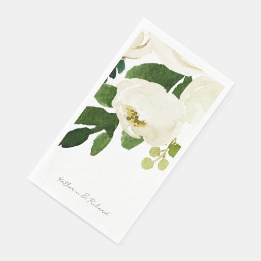 Elegant wit rose script gepersonaliseerd servet (Hoek)