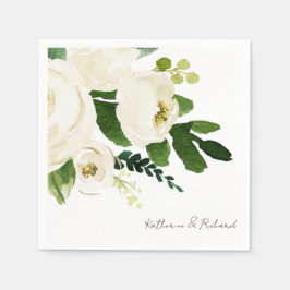 Elegant Wit Rose Script Gepersonaliseerde Cocktail Servet