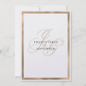 Elegant wit roségoud monogram initialen bruiloft kaart (Achterkant)