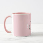 Elegant Wit Roze Aangepaste Monogram Naam Mok (Links)