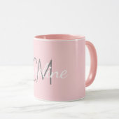 Elegant Wit Roze Aangepaste Monogram Naam Mok (Voorkant rechts)