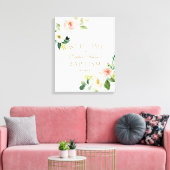 Elegant wit roze bloem welkom doopsel bord canvas afdruk (Insitu (Woonkamer))