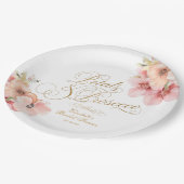 Elegant Wit Roze Goud Bloemenblaadjes & Prosecco Papieren Bordje (Gekanteld)